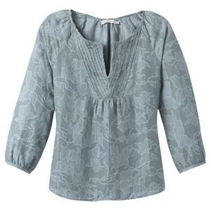 New! Prana Leonardo Peasant V Neck Woven Gauze Tencel Oversized Top Blouse